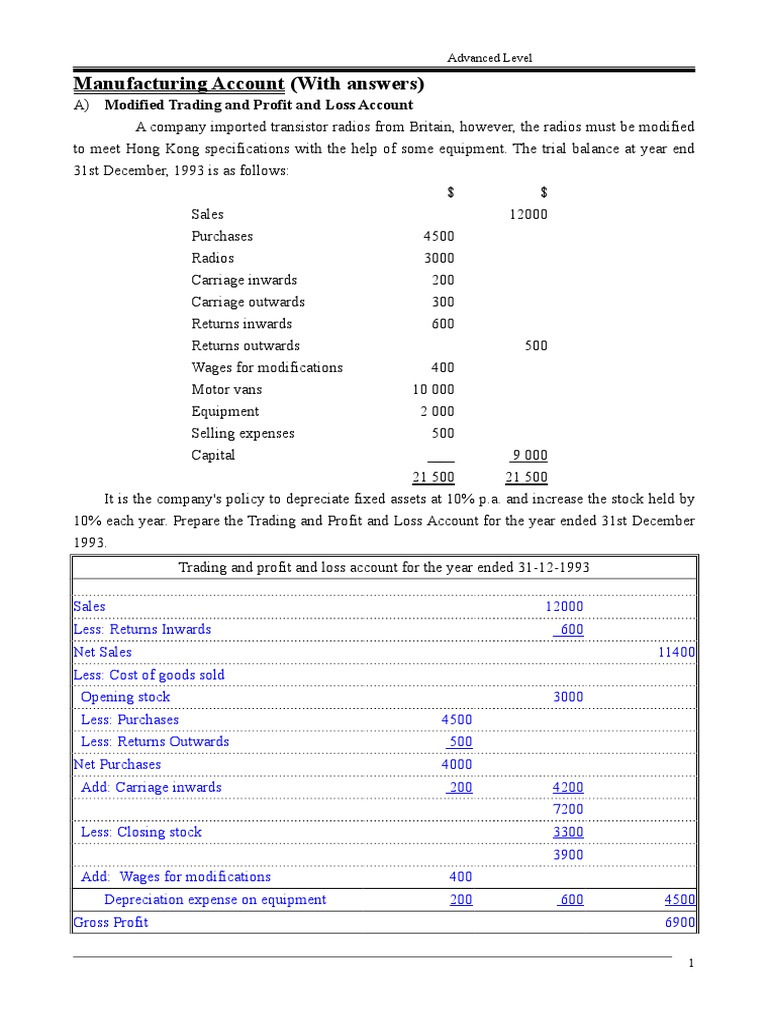 Advanced Manufacturing Account Guide | PDF | Cost Of Goods Sold | Cost