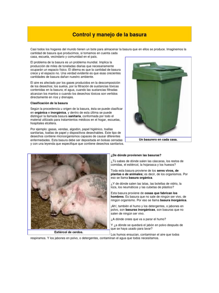 Control y manejo de la basura doméstica | PDF | Fertilizante | Residuos