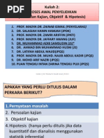 Pernyataan Masalah, Persoalan Kajian, Objektif, Hipotesis