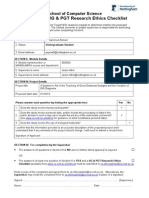 CS Preliminary UG and PGT Research Ethics Checklist