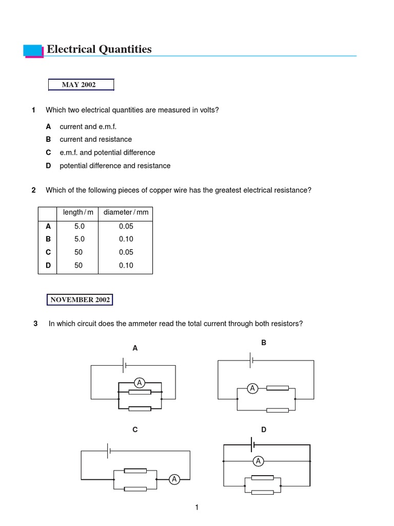 15 Electrical Quantities PDF Voltage Electric Current