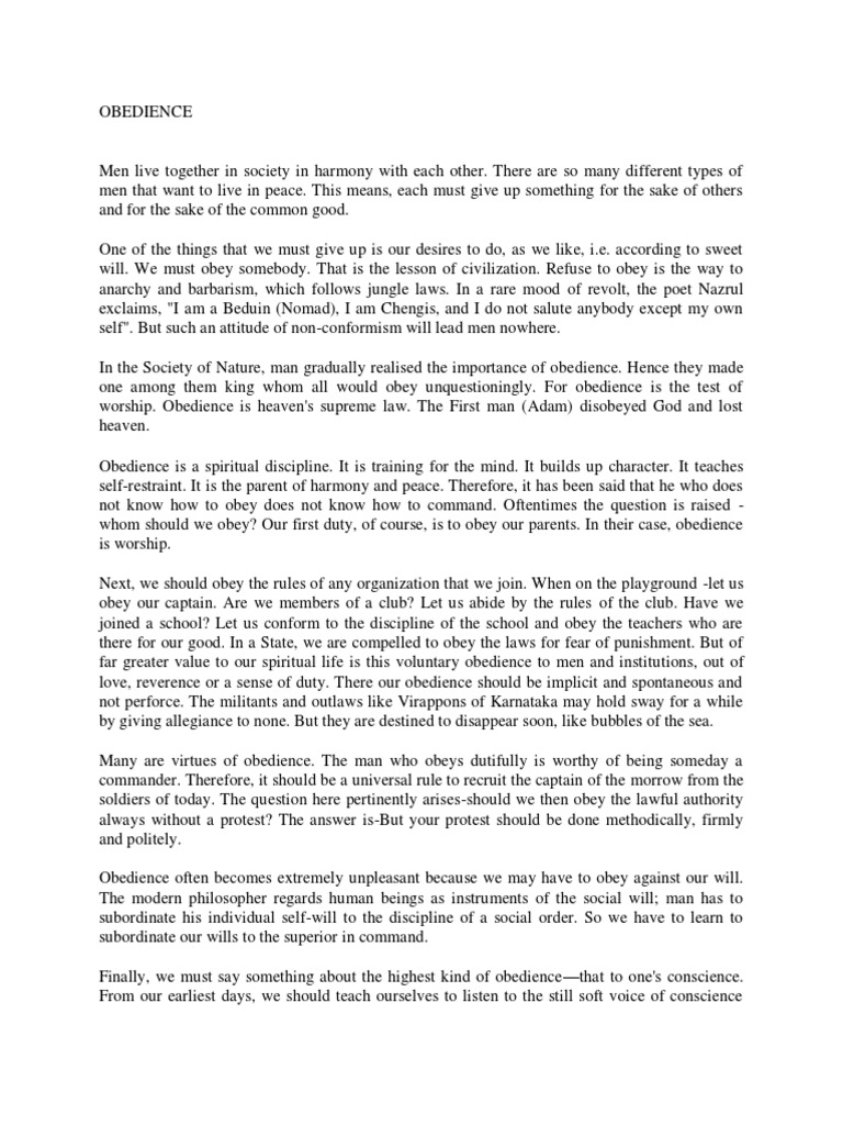 Define obedience essay image