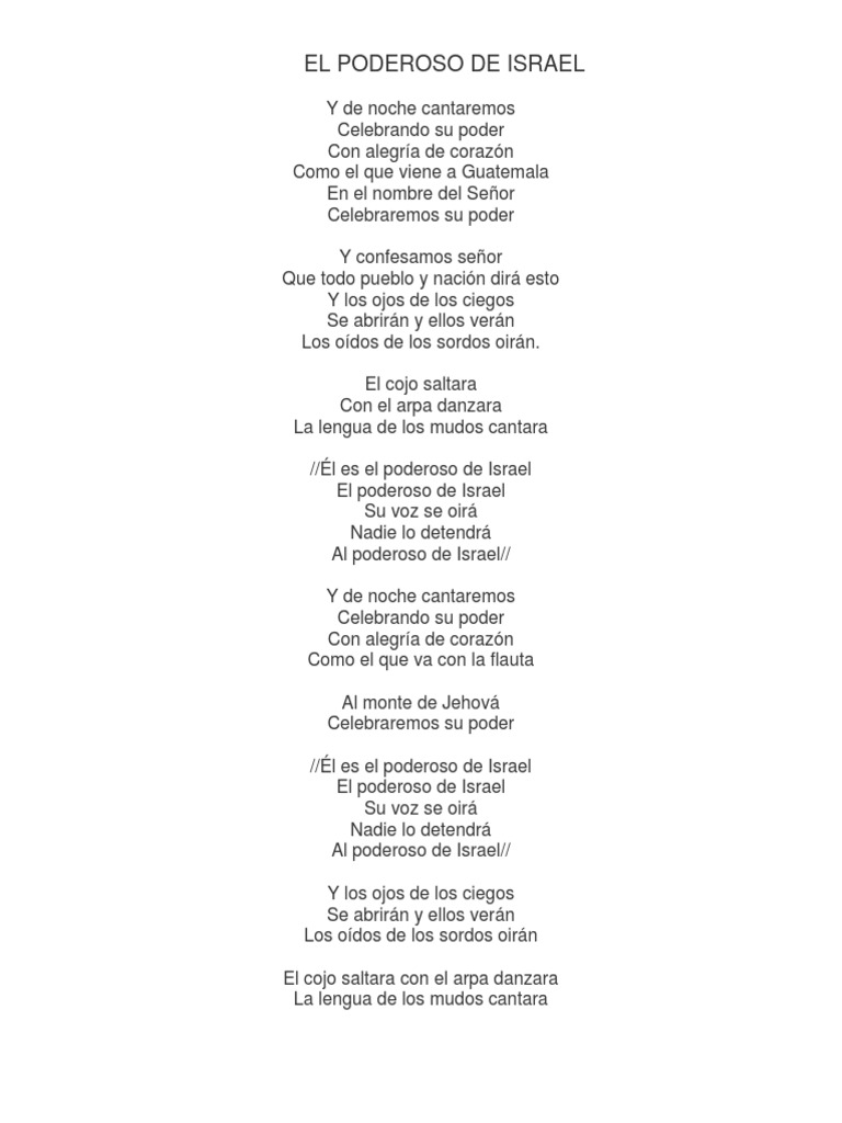 Letra de "El Poderoso de Israel" | PDF