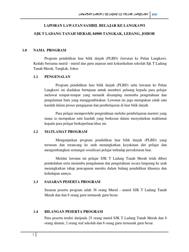 laporan lawatan sambil belajar