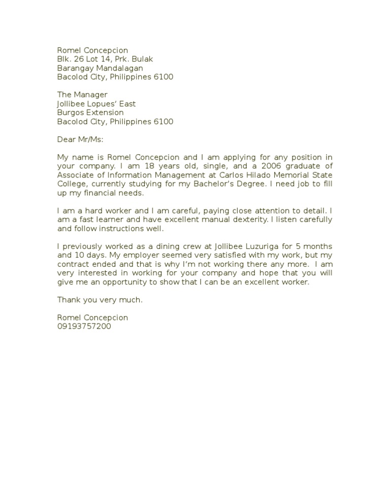 Job Application Applying Jollibee Resume Sample Best Resume Ideas