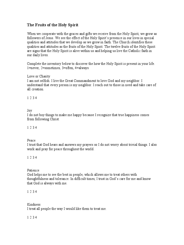 Assessing the Fruits of the Holy Spirit | PDF | Fruit Of The Holy ...