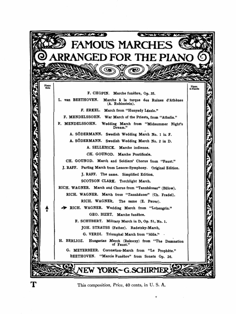 Wagner Lohengrin Wedding March score