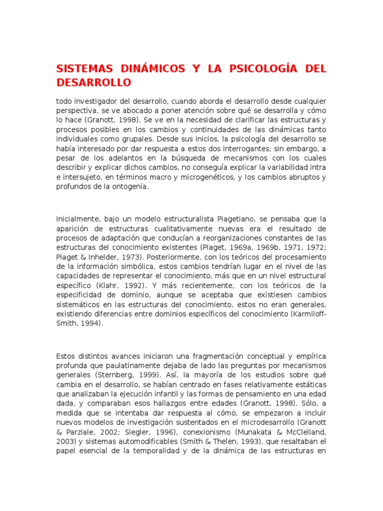 Teoria de los sistemas dinamicos esther thelen