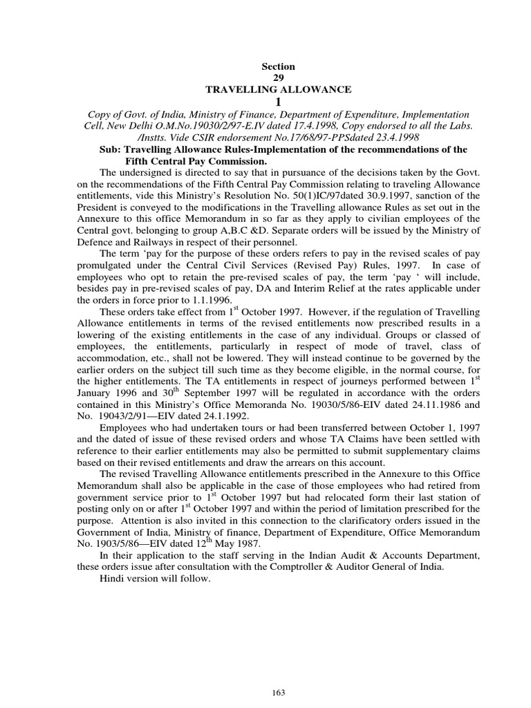 Revised Travelling Allowance Rules 2024 | PDF | Transport | Government