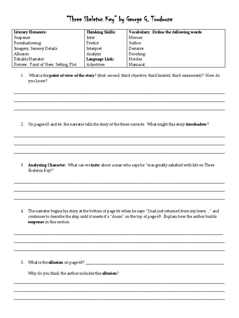 Three skeleton key worksheets