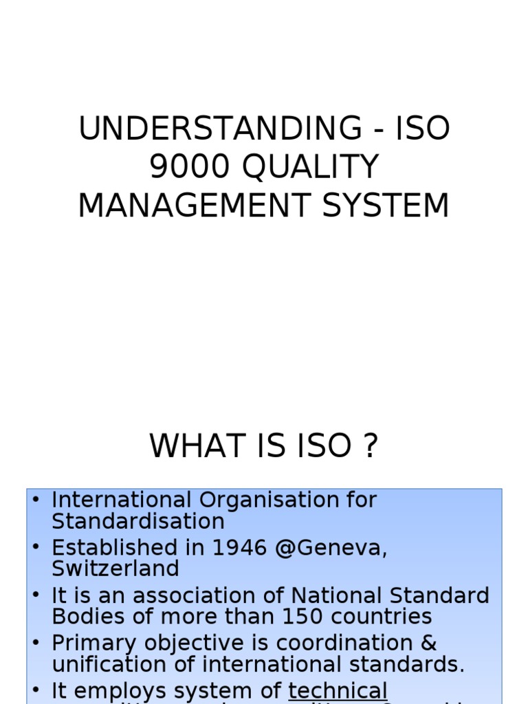 ISO 9000 Quality Management Overview | PDF | Quality Management System ...