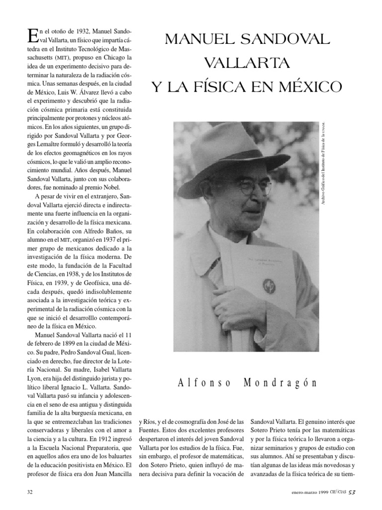 Manuel Sandoval Vallarta PDF Mecánica cuántica