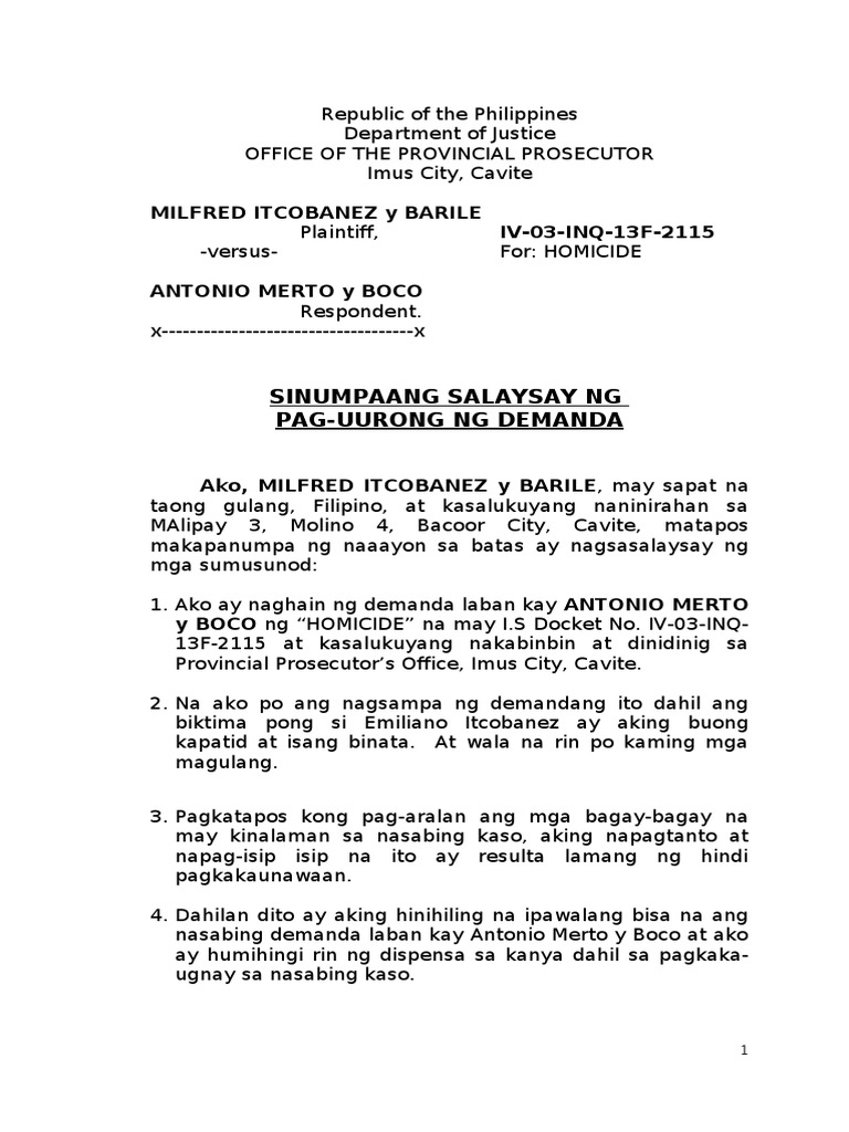 Sample Format Of Judicial Affidavit Tagalog Annex E S vrogue.co