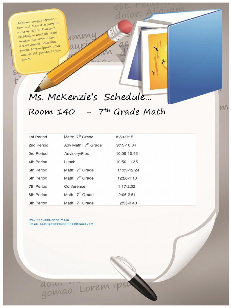 Ms. McKenzie's 7th Grade Math Schedule | PDF