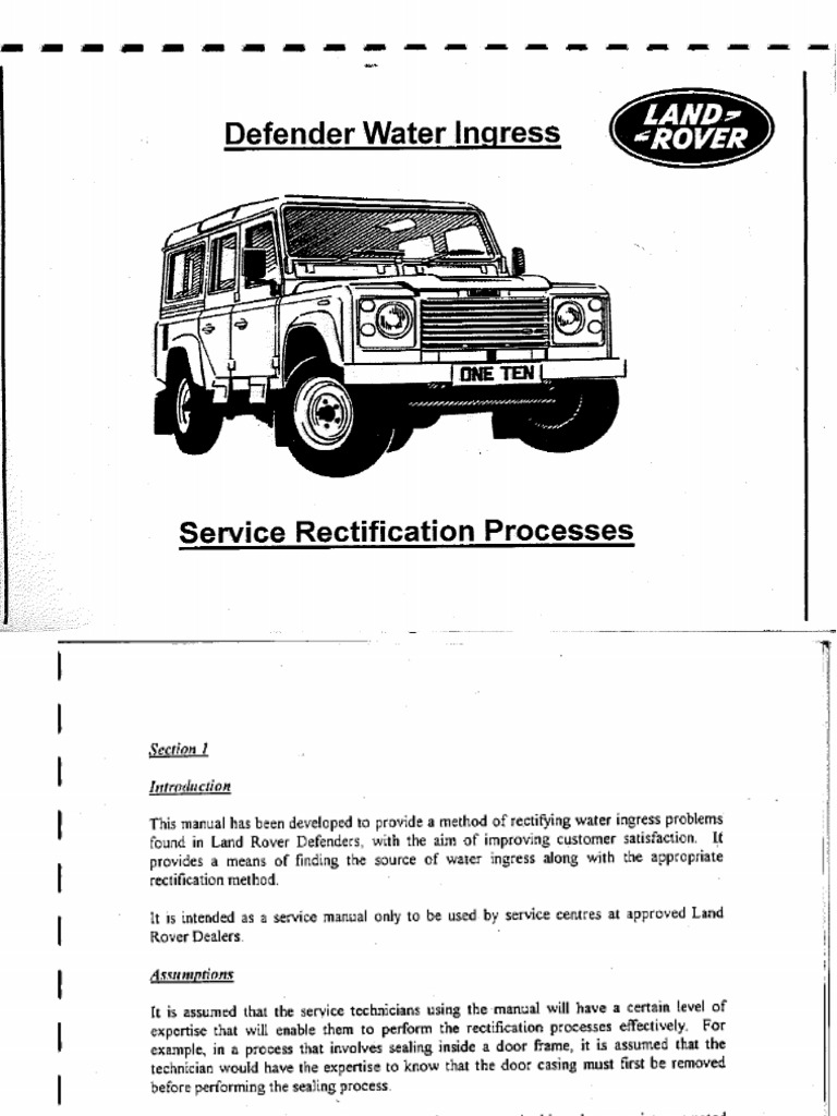 Land Rover Water Ingress Manual