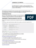 Assembly Programming Tutorial: 1 - Assembly Prog Ramming Quick Reference Guide