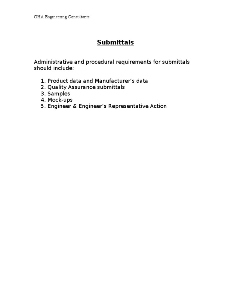 Submittals Requirements Guide | PDF