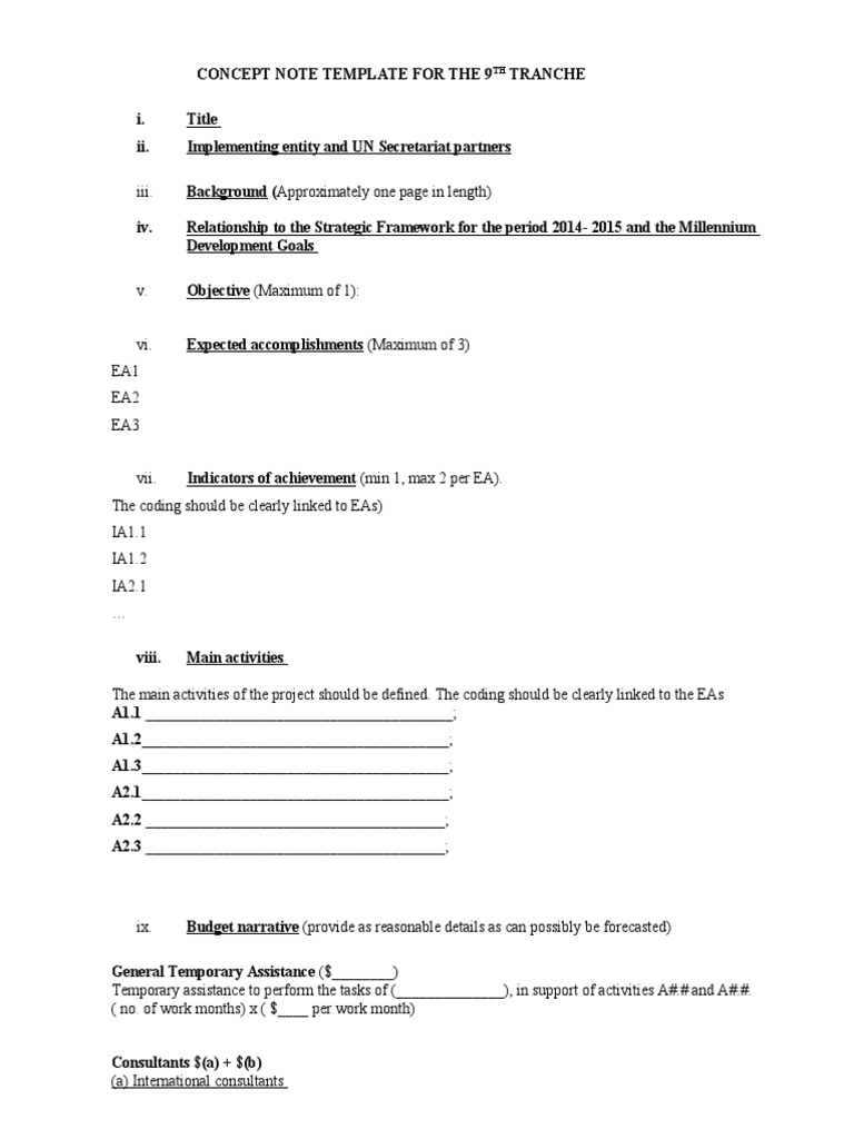 9th Tranche Concept Note Template | PDF | United Nations ...