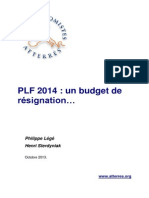 Le PLF 2014 un budget de résignation
