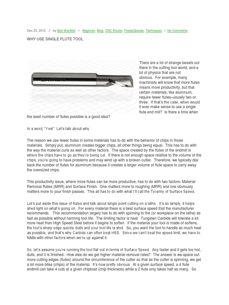 End Mill and Number of Flutes Metalworking Crafts