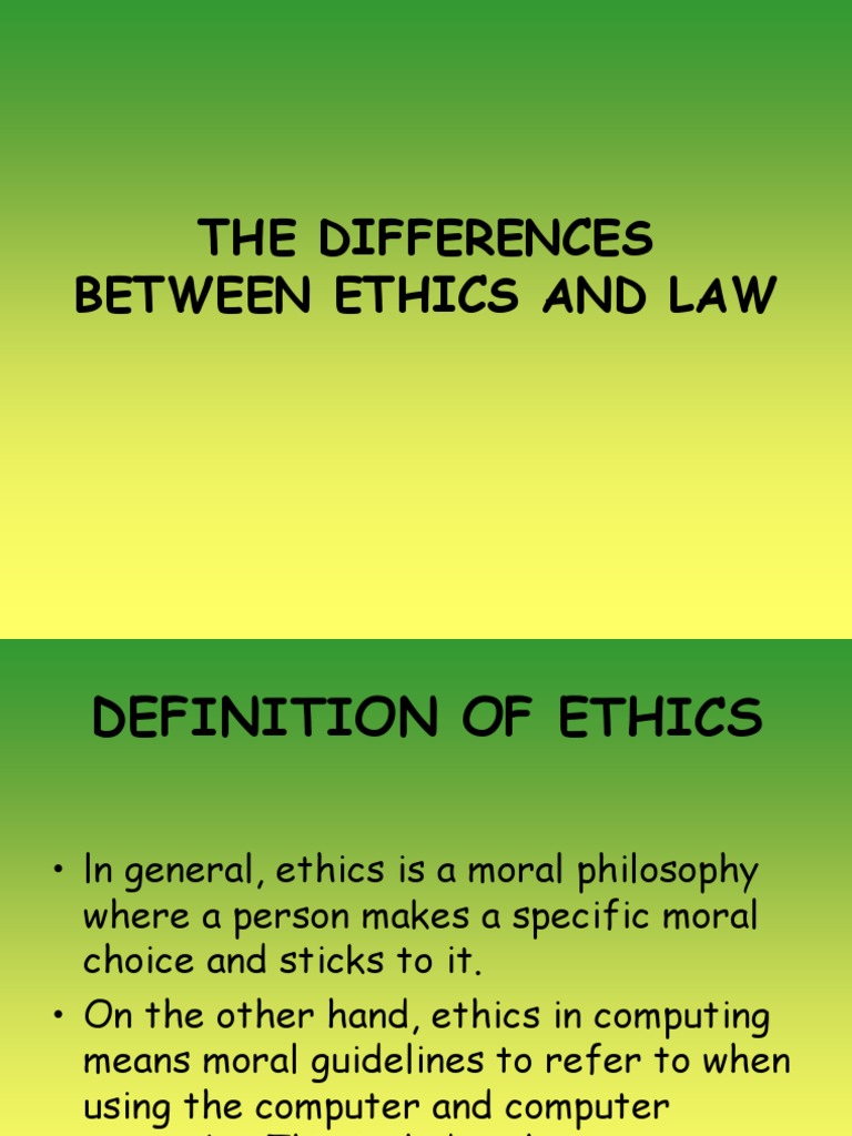 Lesson 7 The Differences Between Ethics and Law PDF