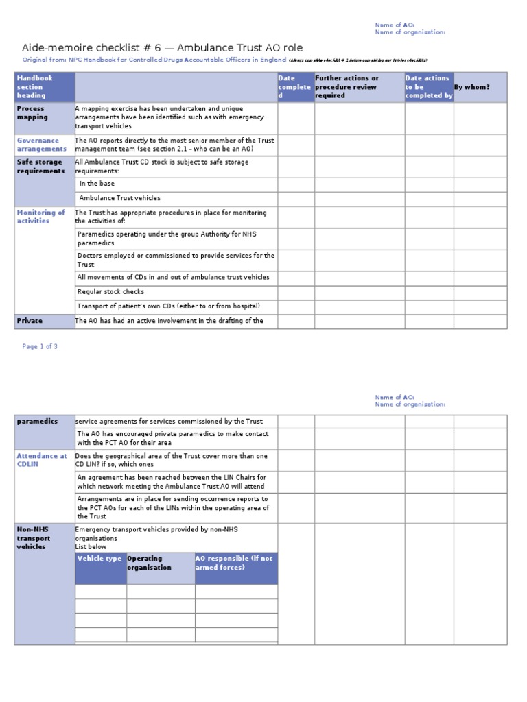 Ao Handbook Complete Aug11 Checklist6 | PDF