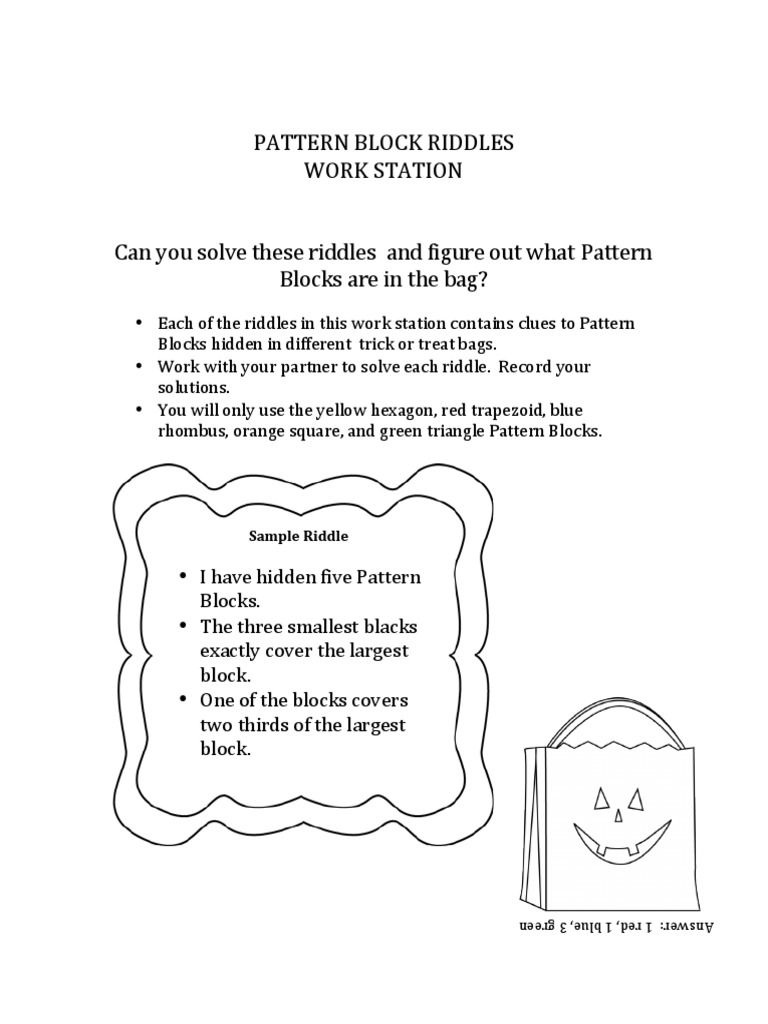 Pattern Block Riddles | Download Free PDF | Geometry | Elementary Geometry
