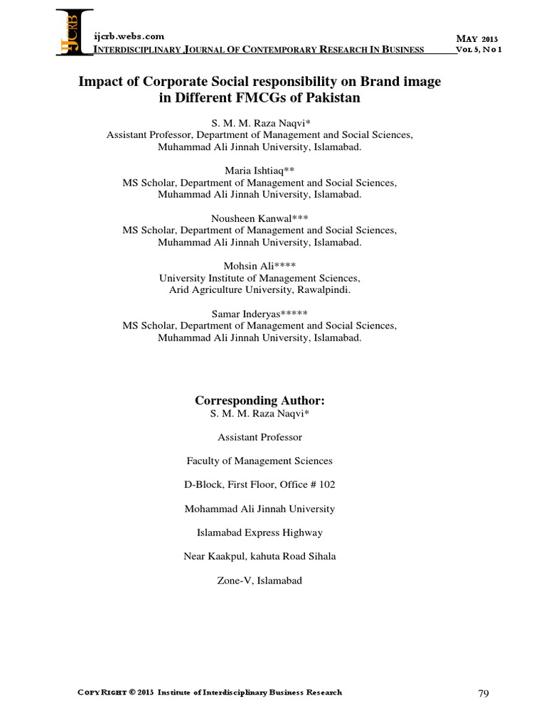 Impact of Corporate Social Responsibility On Brand Image | PDF