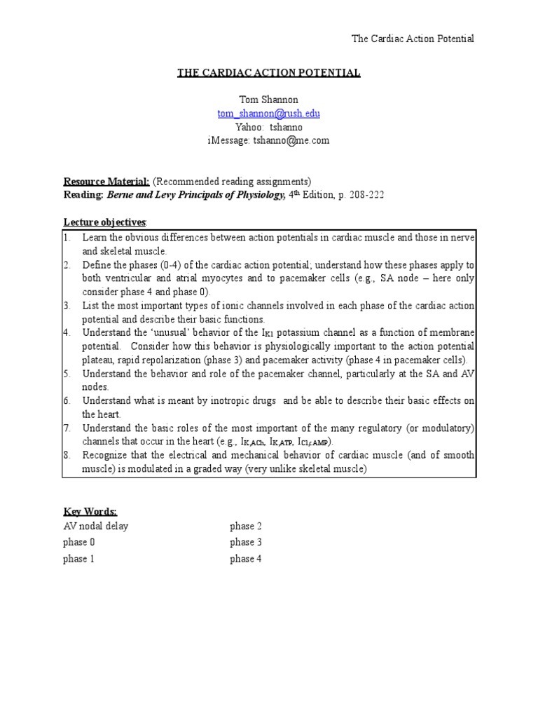 Cardiac Action Potential | PDF | Atrium (Heart) | Heart