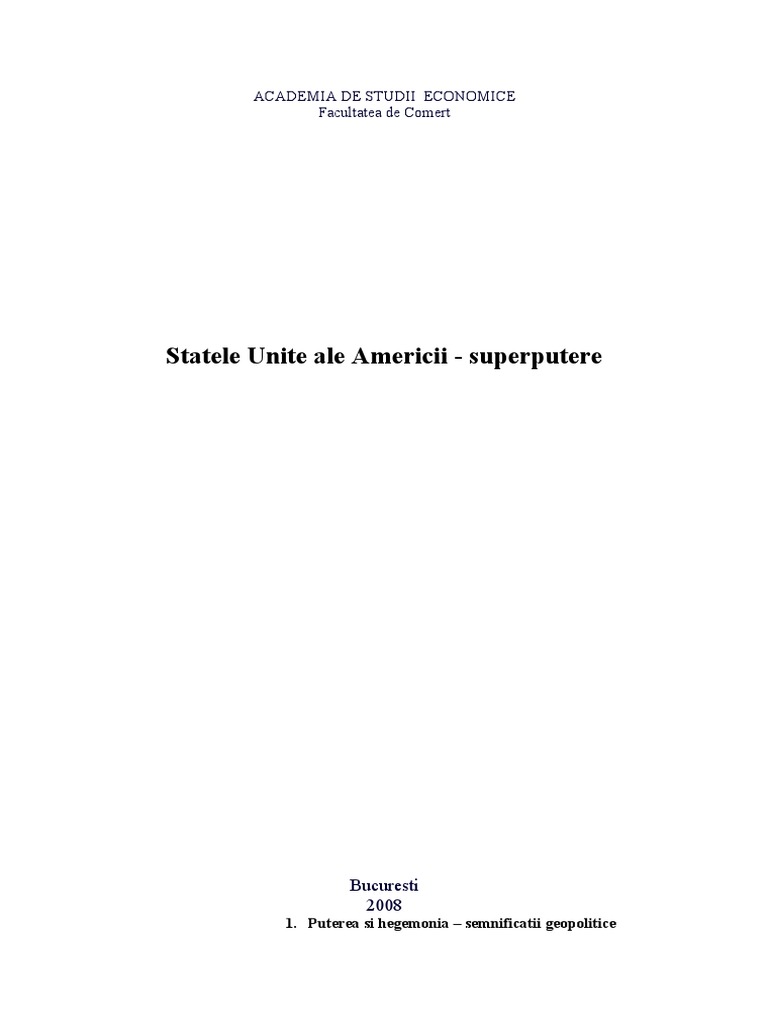 Statele Unite Ale Americii - Superputere | PDF