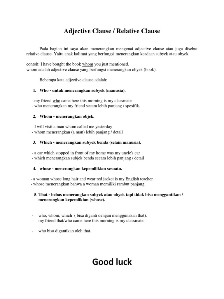 Adjective Clause Docx