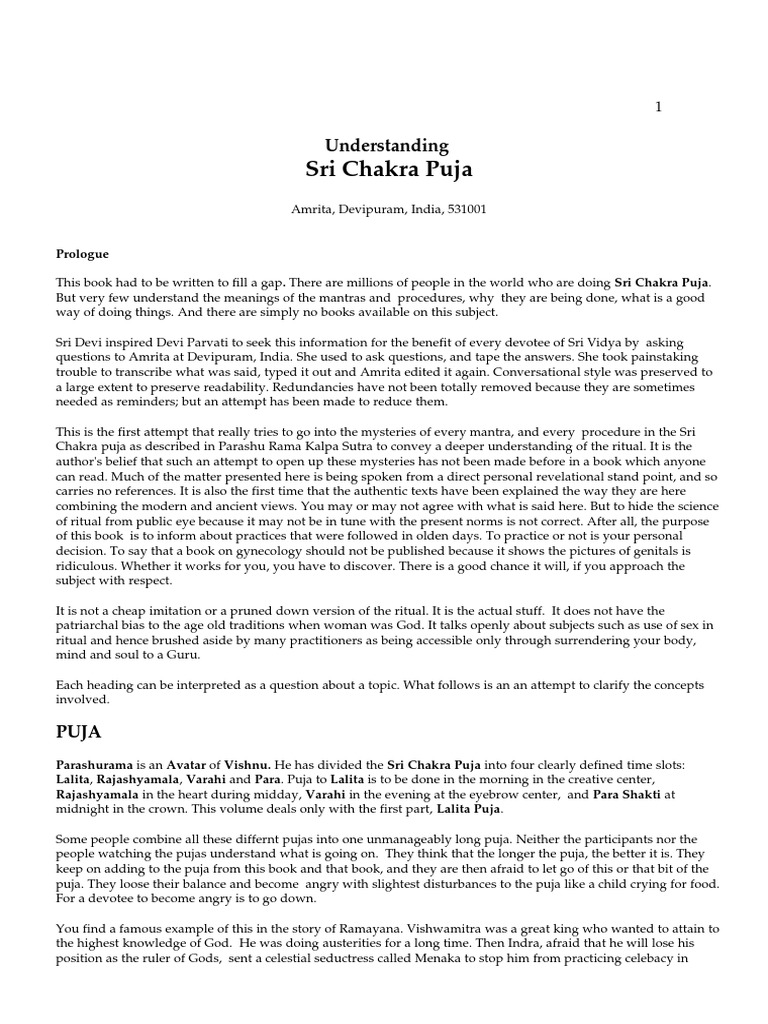 Sri Chakra Puja | PDF | Devi | Kundalini