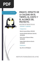 Ensayo Impacto de La Calidad, El Costo, Tiempo y Alcance.