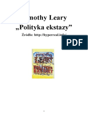 Timothy Leary Polityka Ekstazy