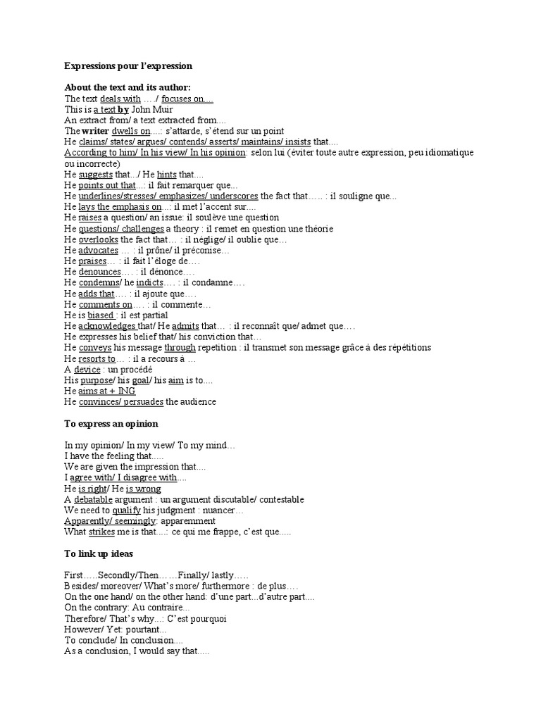 Expressions Pour L'expression About The Text and Its Author | PDF ...