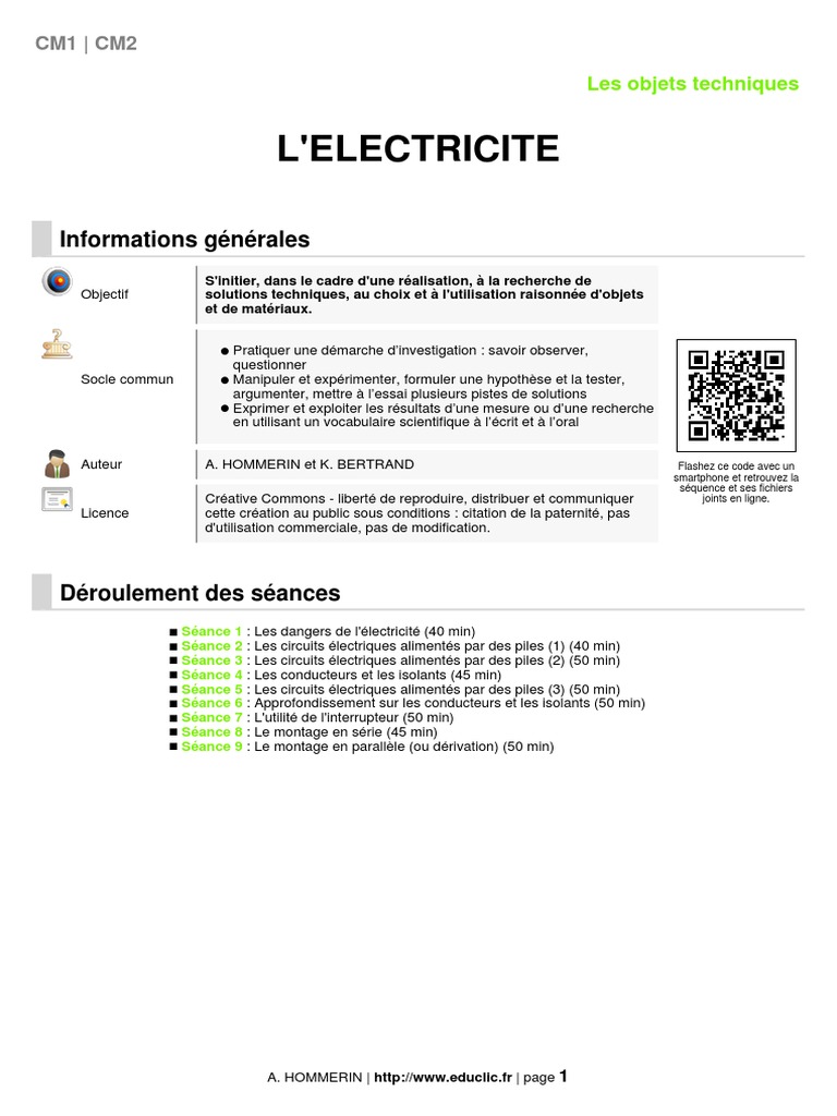 Lelectricite Séquence éduclic