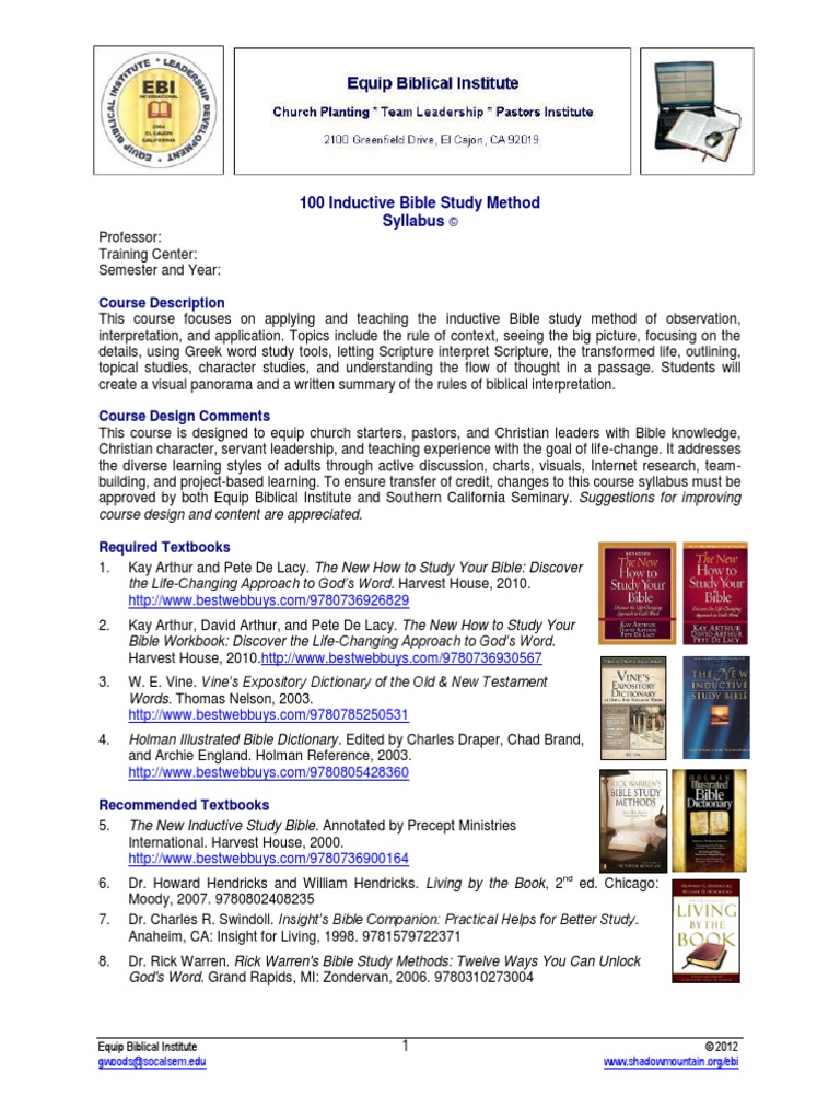 100 Inductive Bible Study Method Syllabus | PDF | Biblical Inerrancy ...