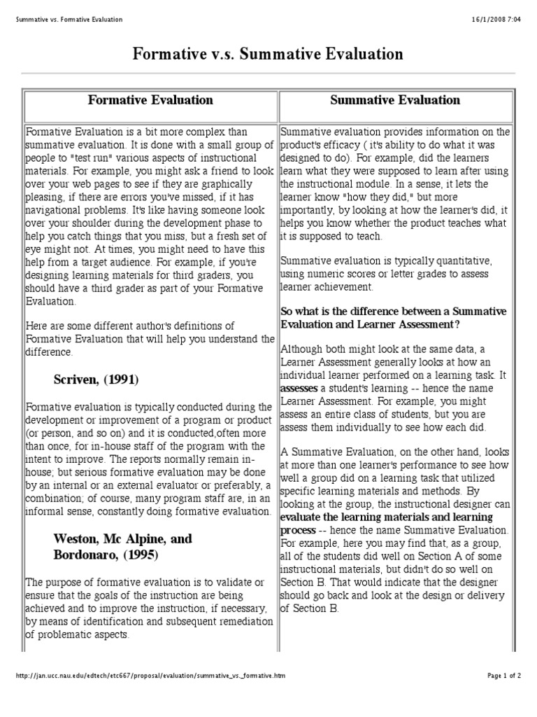 Distinguishing Formative and Summative Evaluation | PDF | Education ...