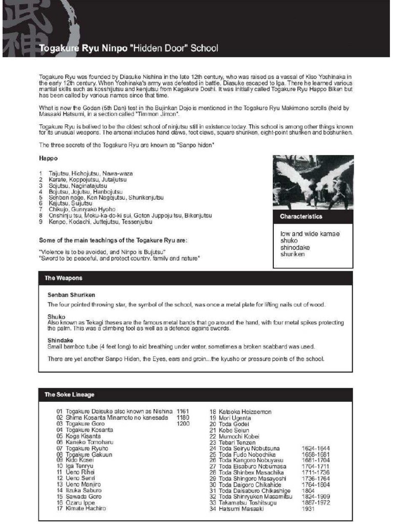 Togakure Ryu Complete PDF Nature