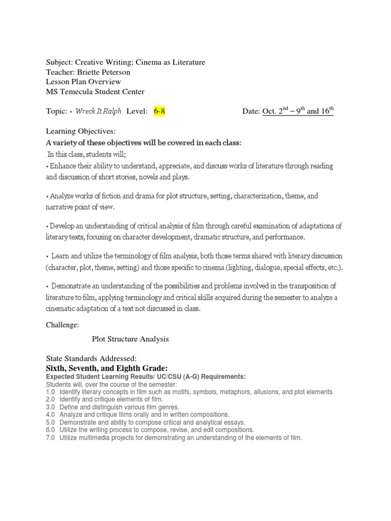 Unit 2 - Wreck It Ralph | PDF | Critical Thinking | Essays