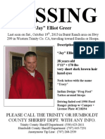 Missing Person Flyer For "Jay" Elliot Greer