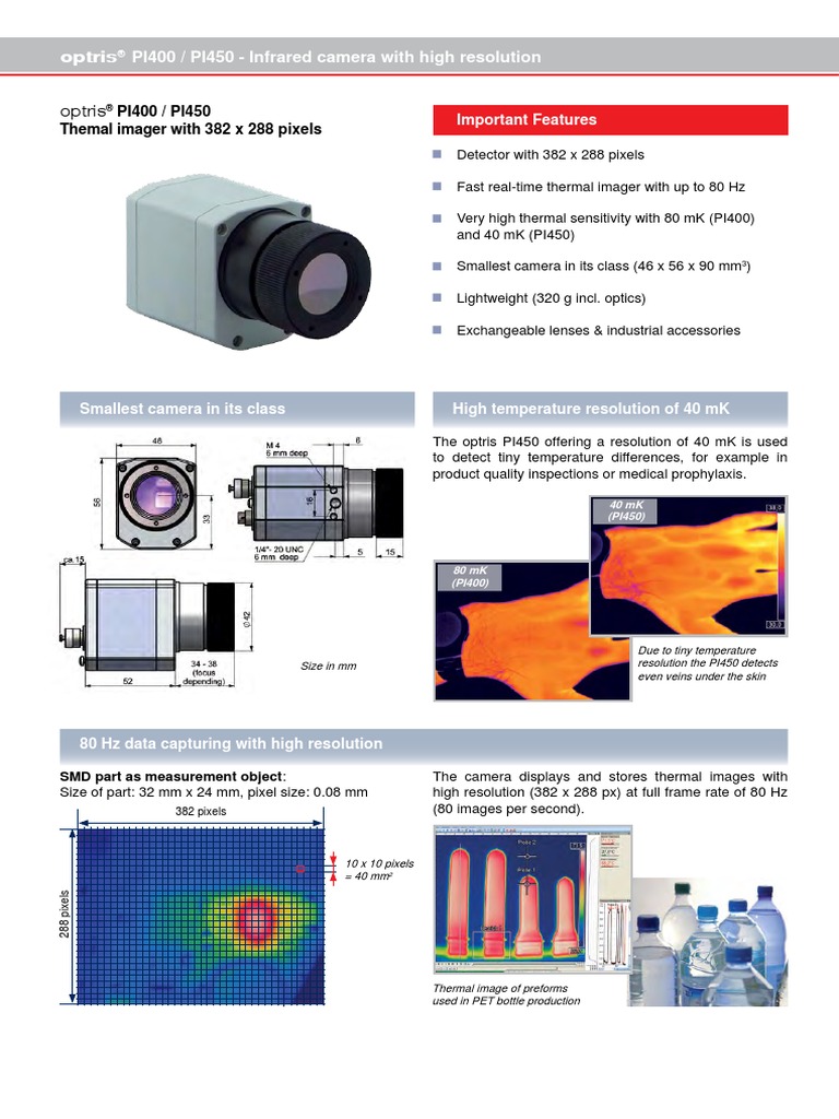 Optris PI400 Datasheet | PDF | Optical Resolution | Lens (Optics)