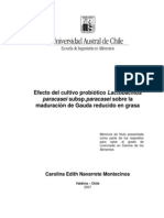 Efecto Del Cultivo Probiotico Lactobacillus Paracasaei P. en Queso Gouda