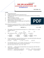 Sri Sri Academy: Iit Ramaiah Model Question Paper - 2009