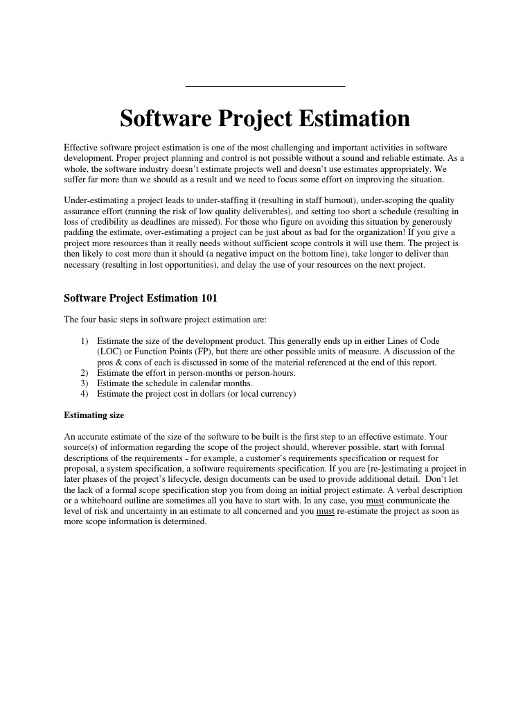 Software Project Estimation | PDF | Project Management | Software ...