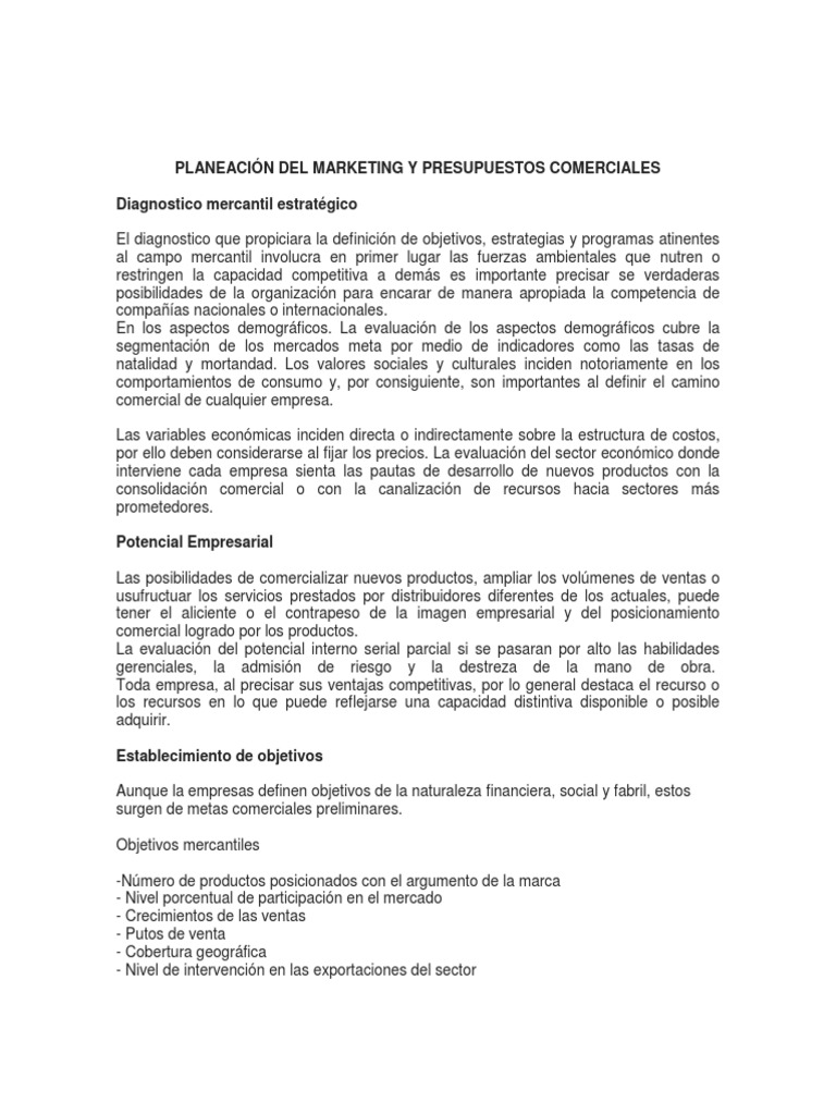Planeación de Presupuesto de Marketing | PDF | Mercado (economía ...