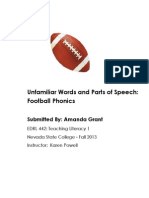 Unfamiliar Words and Parts of Speech: Football Phonics: Submitted By: Amanda Grant