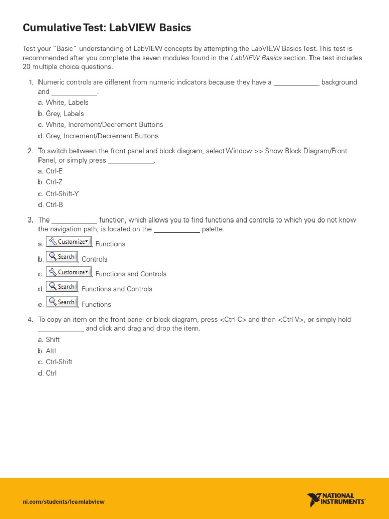 Cumulative Test: Labview Basics | PDF | Control Flow | Data Type