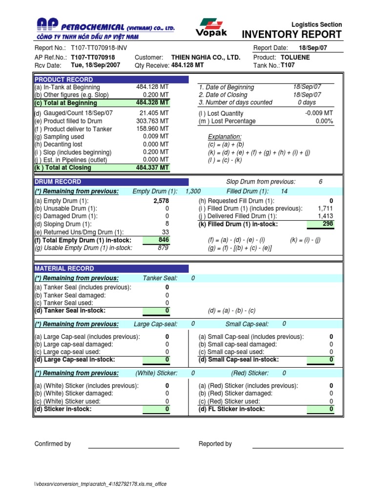 Inventory and Logistics Report 2007 | PDF
