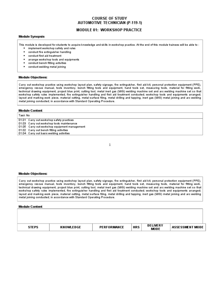 COS Modul 1 WORKSHOP PRACTICE | PDF | Welding | Construction
